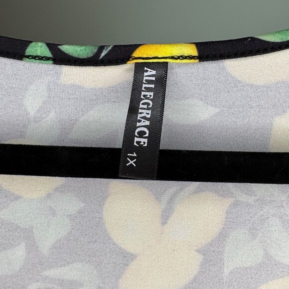 Women’s High-Low Maxi Dress Size 1X Black & Vibrant Yellow Lemons - Picture 4 of 4